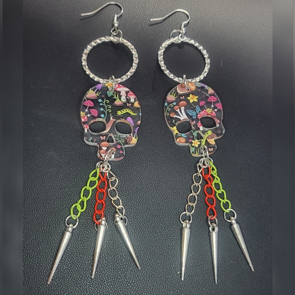 Colorful Skull Dangle Earrings